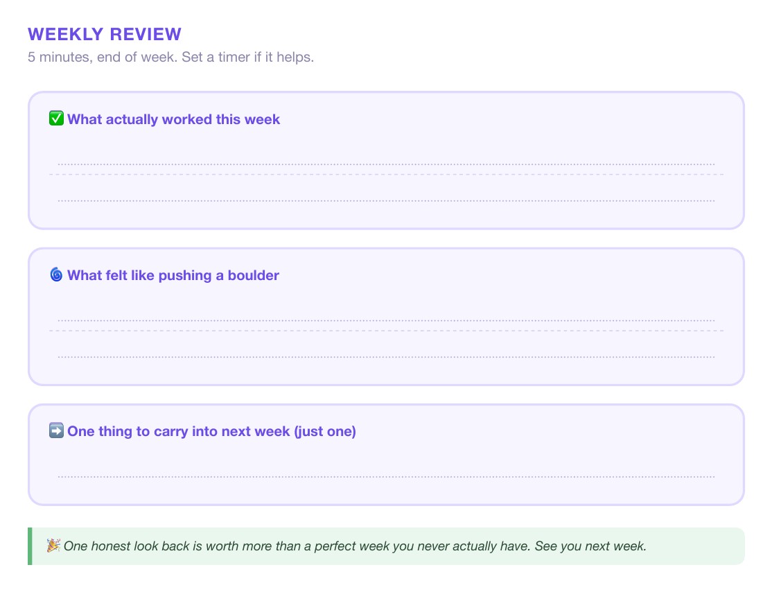Weekly review page preview